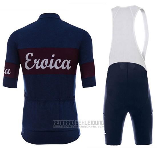 2018 Fahrradbekleidung Eroica Vino Dunkel Blau Trikot Kurzarm und Tragerhose - zum Schließen ins Bild klicken